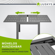 Mesa de jardín Juskys Laki 70x70 cm extensible - Mesa de comedor de aluminio extensible - tablero grande - mesa de aluminio muebles de balcón muebles de jardín antracita