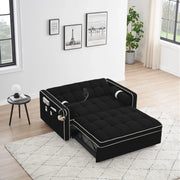 Sofá cama de 2 plazas de terciopelo de 55" con cama extraíble, respaldo ajustable, bolsillos laterales y soporte para teléfono