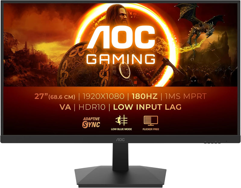 AOC Gaming 27G15N, Monitor Full HD de 27 pulgadas, 180 Hz, VA rápido, 1 ms, sincronización adaptativa, HDR10, bajo retardo de entrada (1920 x 1080, HDMI 2.0, DisplayPort 1.4)