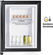 Refrigerador con congelador Merax, combinación frigorífico-congelador, frigorífico pequeño con 51L y congelador de 21L, silencioso, LED, estantes de vidrio, cajón para verduras, estantes en la puerta, para cocina, sala de estar, oficina, negro