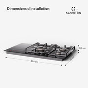 Placa de inducción y gas Klarstein MultiChef 5 - 5 zonas, Flexzone, 10,6 kW, control deslizante, Stop&Go, temporizador, negro, 87,5 cm