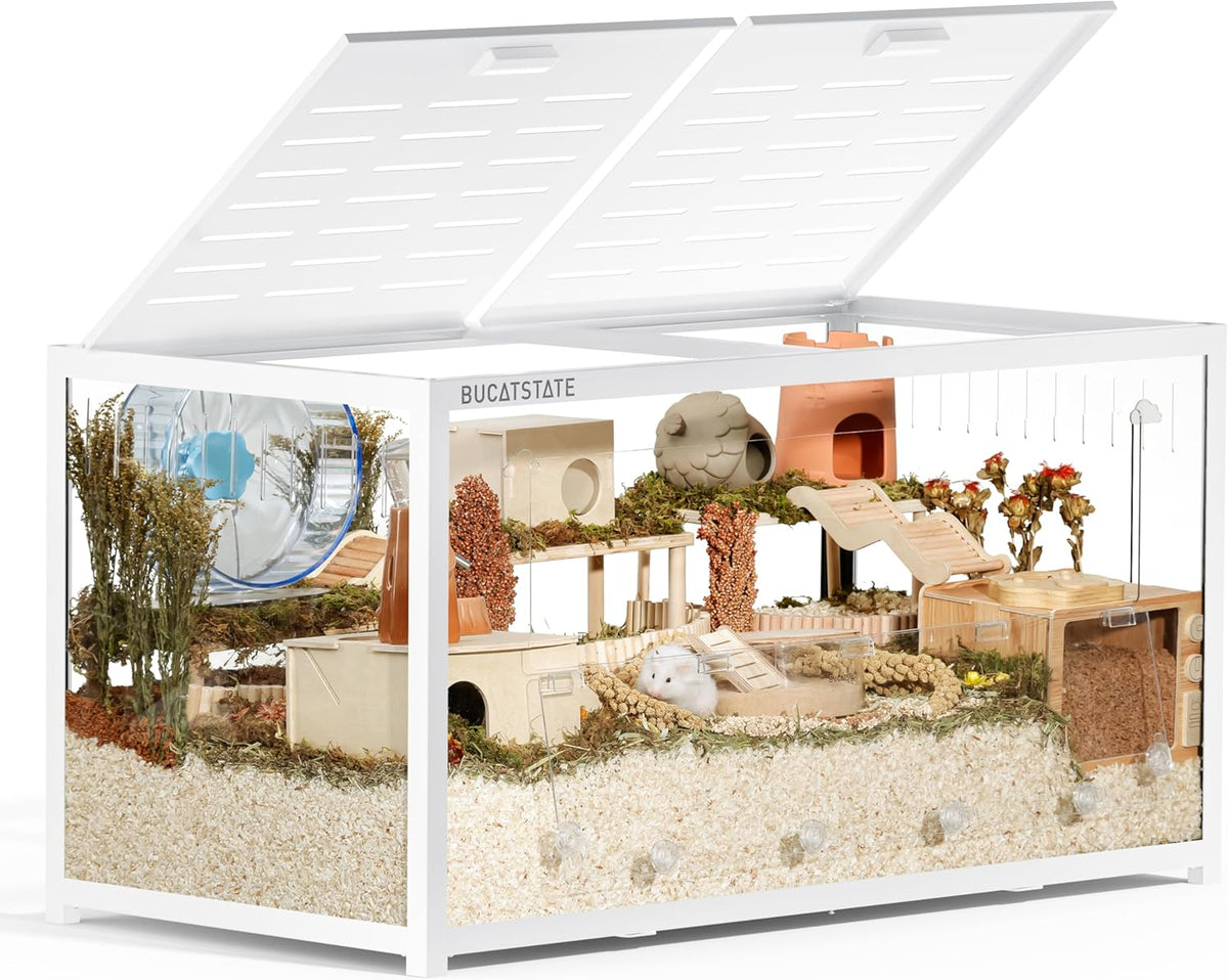 Jaula para hámster BUCATSTATE 3.0: Jaula de metal para ratas y animales pequeños, grande, apilable y de fácil montaje, 120L x 60An x 62Al cm, para roedores, ratones y hámsteres enanos (0,72 m², blanca)