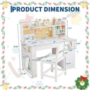 Juego de escritorio y silla de estudio para niños, con estante y superficie inclinable, mesa de estudio infantil, escritorio para estudiantes, para dormitorio, hogar