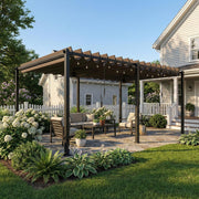 Pérgola de jardín Outsunny 3x5,7 m, cenador de jardín con techo de lamas ajustable a 90°, manivela, estructura de aluminio, protección UPF50+, pabellón para exterior, patio, terraza, gris oscuro