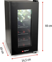 alpina Vinoteca - 230V - 18 Botellas/50L - Temperatura Regulable de 11°C a 22°C - Puerta de Cristal e Iluminación Interior - Poco o nulo ruido - Negro