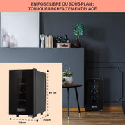 KLARSTEIN Vinoteca, nevera para vinos/bar independiente con puerta de cristal, vinoteca de envejecimiento, prosecco, cerveza, pantalla táctil, frigorífico, protección UV, 11-18 °C, 8 botellas