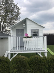 Casita de jardín para niños - Casa de juegos infantil para exteriores - De madera de pino cepillada e impregnada - Casita de juegos original y única