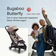 Cochecito de viaje ultracompacto Bugaboo Butterfly, pequeño y ligero, plegable con una sola mano y fácil de maniobrar, cochecito urbano ergonómico para bebés a partir de 6 meses, con mucho espacio de almacenamiento, Stormy Blue