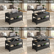 Mesa de centro elevable Furnihold con cajones y compartimento secreto, mesa de salón convertible en mesa de comedor, negro