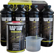 Kit de revestimiento protector RAPTOR - 4 botellas de 3,79 litros (incluye endurecedor), negro, con pistola profesional RAPTOR de boquilla ajustable