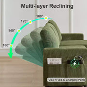 Sofá cama Dyonery 81, sofá seccional en forma de L, sofá extraíble con respaldo reclinable, puertos USB