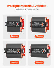 VEVOR Cargador de batería CC a CC 12 V 60 A 750 W para baterías de plomo-ácido, litio, AGM, GEL, fácil de instalar, cargador inteligente multietapa para automóviles, vehículos recreativos, camiones, barcos