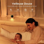 Vigilabebés BOIFUN 2K con 2 cámaras, pantalla dividida de 5", luces nocturnas de colores, rotación de 360°, detección de movimiento, seguimiento automático, control por monitor y smartphone, material de seguridad ABS