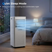 Aire acondicionado portátil LEENON 9000 BTU, 4 en 1: refrigeración, deshumidificación, modo ventilador y modo sueño, climatizador móvil de 2,6 kW con tubo de escape, mando a distancia/temporizador de 24h, para habitaciones de hasta 35 m²