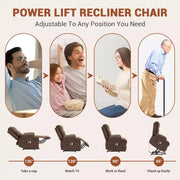 Sillón reclinable elevador eléctrico, reclinables eléctricos para ancianos con calor y masaje, asistencia para levantarse con portavasos, bolsillo lateral, para sala de estar