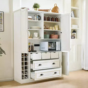 Despensa de cocina independiente Whisen de 71'' de altura, armario de almacenamiento grande para comedor, alacena con 4 puertas plegables, estantes y botelleros