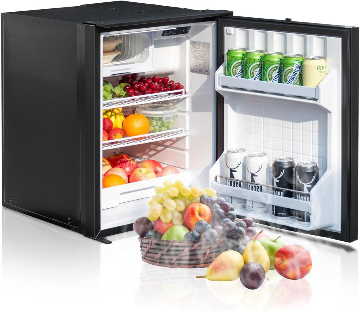 Smad 85L Refrigerador de compresor 12V, nevera de camping 12V, para caravana, congelador de 6L, negro