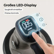 Ventosa eléctrica inalámbrica sin escobillas GRABO 120 kg para placas y baldosas, con re-succión automática, pantalla digital y sin batería GPBMA