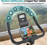 Bicicleta Estática, Bicicleta de Fitness para Ejercicio en Interiores Silenciosa con Pantalla LCD, Manillar y Asiento Ajustables, Resistencia Regulable para Entrenamiento Cardiovascular en Casa