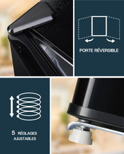 Mini refrigerador Upstreman de 46L con congelador, termostato ajustable, ahorro de energía, silencioso, refrigerador superior con puerta reversible, minibar para dormitorio, oficina, hotel, negro brillante-FR17