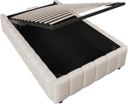 Cama tapizada 90x200, cama individual con espacio de almacenamiento y somier, sin cabecero, marco de cama con arcón hidráulico, cama con almacenaje hidráulico, estructura de cama, cama juvenil, lino, sin colchón, beige