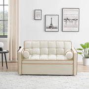 Sofá cama de 2 plazas de terciopelo de 55" con cama extraíble, respaldo ajustable, bolsillos laterales y soporte para teléfono