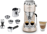 De'Longhi Dedica Style EC 685.M – Cafetera espresso de bomba tradicional, con espumador de leche profesional, solo 15 cm de ancho, para café molido o monodosis ESE, depósito de 1 l, plata