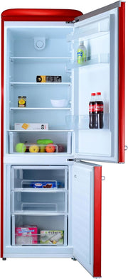 GEDTECH Refrigerador combinado vintage GCBV310RD - Congelador inferior - Rojo - Capacidad 310 L - Bajo consumo