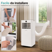 Acondicionador de aire portátil SereneLife, aire acondicionado tipo pingüino 7000 BTU, 2,05 kW / 1,9 kW, 2050 W refrigeración/1900 W calefacción, compacto con pantalla y kit de ventana