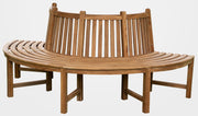 Banco de árbol semicircular Male de CLP de madera de teca maciza I Banco de jardín con capacidad para hasta cuatro personas I Banco de madera natural con respaldo, color: marrón