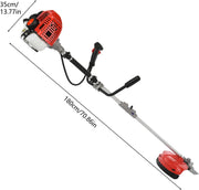 Desbrozadora de gasolina de 52 cc y 2 tiempos, eje recto con sistema antivibración, correa de transporte + accesorios para corte de jardín y mantenimiento de paisajes (2 en 1)