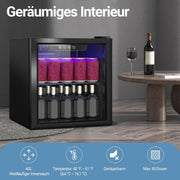 Refrigerador de bebidas, mininevera de 40L/60 latas con puerta transparente para refrescos, cerveza o vino, frigorífico pequeño independiente con estantes extraíbles ajustables y pantalla LED