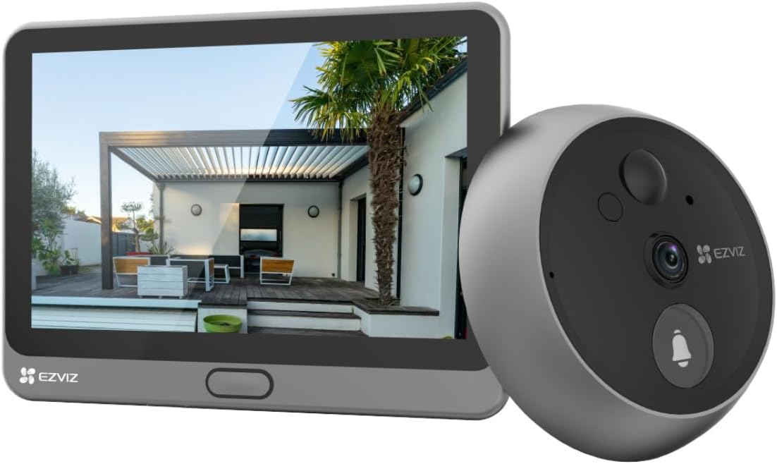 EZVIZ CP4 Mirilla Digital con Cámara 1080P, Videoportero Inteligente, Pantalla Táctil de 4.3'', Batería de 4600mAh, Detección Humana, Audio Bidireccional, Visión Nocturna de 5m