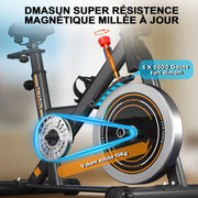 Bicicleta Estática, Bicicleta de Interior Ultrasilenciosa DMASUN, Bicicleta Estática con Resistencia de Ajuste Continuo, Cardio en Casa, Manillar y Sillín Ajustables, Portabotellas, Capacidad 160 kg