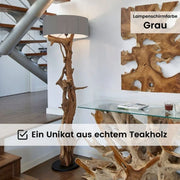 Lámpara de pie de madera de teca BLUMA | Altura 180 cm | incluye pantalla