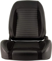 Asiento tipo baquet AutoStyle 'Classic II' - Piel sintética negra + ante + costuras grises - Respaldo ajustable a la izquierda - incl. guías