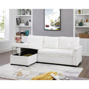 Sofá seccional reversible convertible con cama extraíble, chaise longue con almacenamiento oculto y patas duraderas