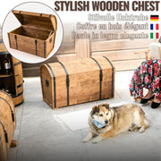 CREATIVE COOPER Baúl de madera 180L – Arcón de almacenamiento clásico en madera de aliso aceitada – Diseño vintage – Para salón, terraza y jardín – 80x50x50 cm