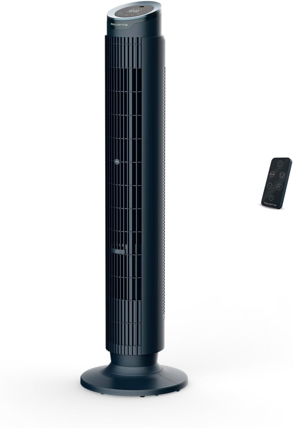 Ventilador de torre Rowenta Eole Silence Force, potente, modo silencioso, 12 velocidades, 5 modos automáticos, temporizador, oscilación de 60-90°, mando a distancia, cubierta antipolvo, azul, VU7050F0