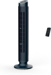 Ventilador de torre Rowenta Eole Silence Force, potente, modo silencioso, 12 velocidades, 5 modos automáticos, temporizador, oscilación de 60-90°, mando a distancia, cubierta antipolvo, azul, VU7050F0