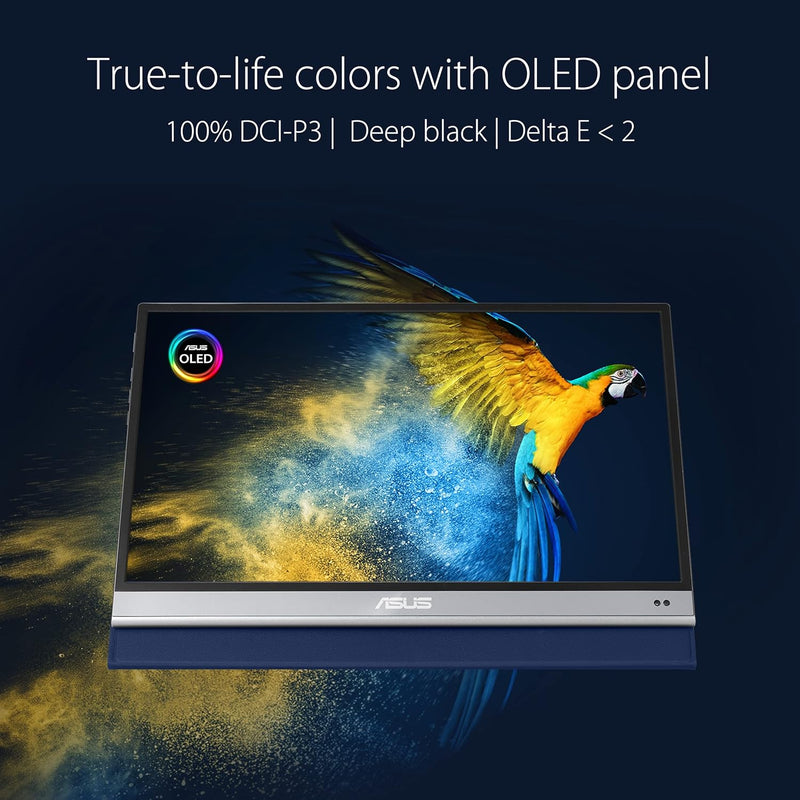 ASUS ZenScreen OLED MQ16AH - Monitor portátil FHD de 15,6" - Teletrabajo o Gaming - Alimentación y visualización mediante USB-C/Micro HDMI - Panel OLED - 1920x1080 - 1 ms - Delta E< 2 - para portátil