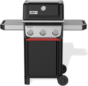 Barbacoa de gas Weber Spirit E-310 / 3 quemadores, encendido Snap-Jet, ruedas resistentes y rejilla de calentamiento, superficie de cocción de 51 x 46 cm, compatible con las mesas laterales Weber Works, negro/plateado