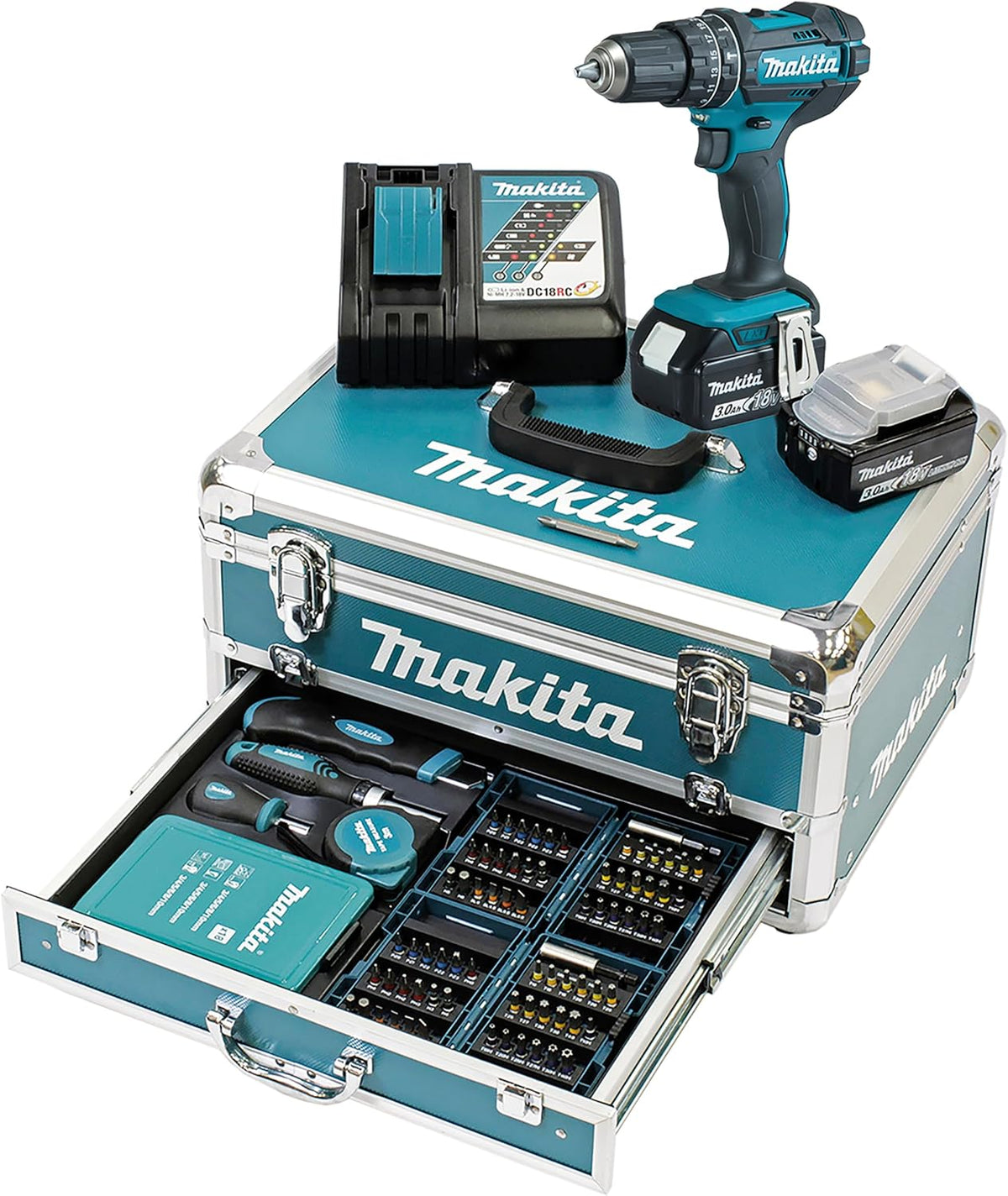 Taladro percutor 18V LXT (2x3,0 Ah) con accesorios - DHP482RFX9