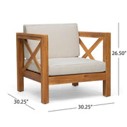 Set de conversación de 6 piezas de madera de acacia Brava Outdoor de Christopher Knight Home