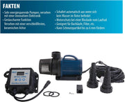 Bomba para filtro/estanque AquaForte DM-22.000 Vario S, 70-200W, altura de elevación 7,5m, regulable con controlador externo. Ideal como bomba para estanques o para arroyos/cascadas.