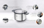 Set de ollas ZWILLING Simplify de 5 piezas, con función de vertido, mangos Stay-Cool, apto para inducción, acero inoxidable, plata