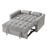 Sofá Cama Biplaza 4 en 1 con Apoyabrazos y Bolsillos de Almacenamiento, Sofá Cama Extraíble Tapizado Multifunción con Respaldo Ajustable