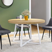 IDMarket - Mesa de comedor redonda extensible Selma de 4 a 8 personas, madera y blanco, 110-150 cm
