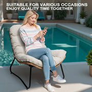 Sillas Papasan para exterior con cojín, sillas de patio acogedoras de ratán PE con mesa auxiliar