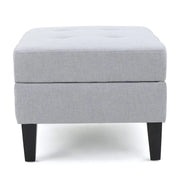 Otomana de almacenamiento de tela capitoné — Azul oscuro / Gris oscuro / Gris claro / Rojo intenso / Canela oscuro / Verde azulado, 1 plaza